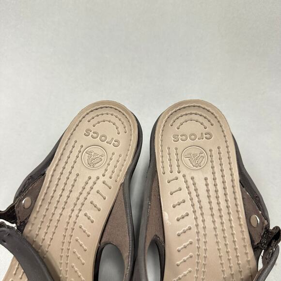 CROCS Cyprus IV Heel Brown Mushroom Brown Sandals Rubber Jelly Womens Size 9 - Picture 4 of 14